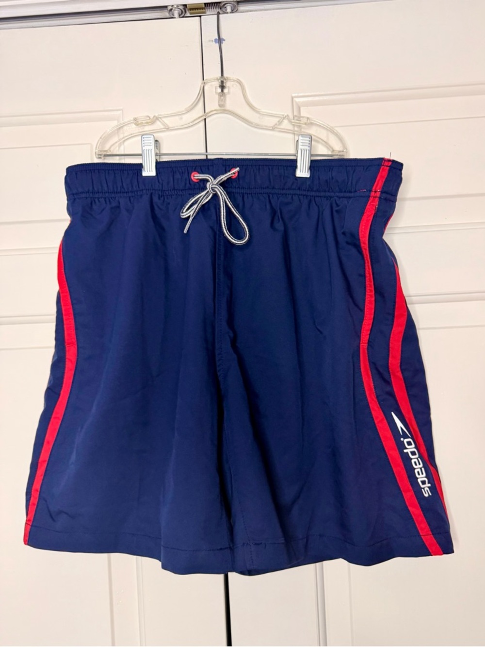 Speedo Swim Trunks Men’s Large Navy Red Athletic Board Shorts
